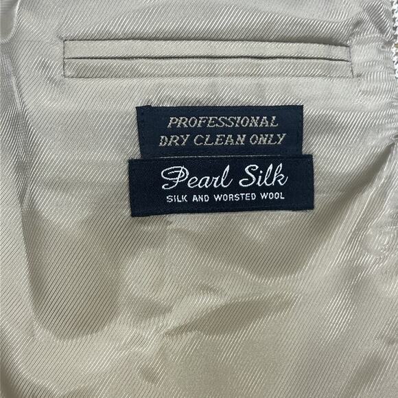 Bert Pulitzer Silk Wool Jacket Beige Multicolor Houndstooth Blazer Men’s Sz 46L - Picture 10 of 14